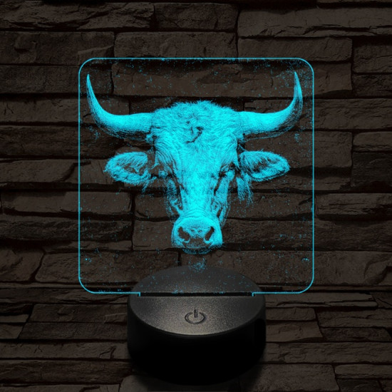 A tehéncsorda vezére 7 színű valósághű 3D led lámpa