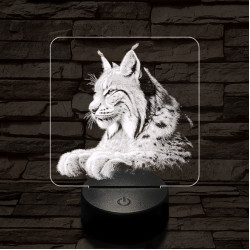 Hiúz portré 7 színű valósághű 3D led lámpa