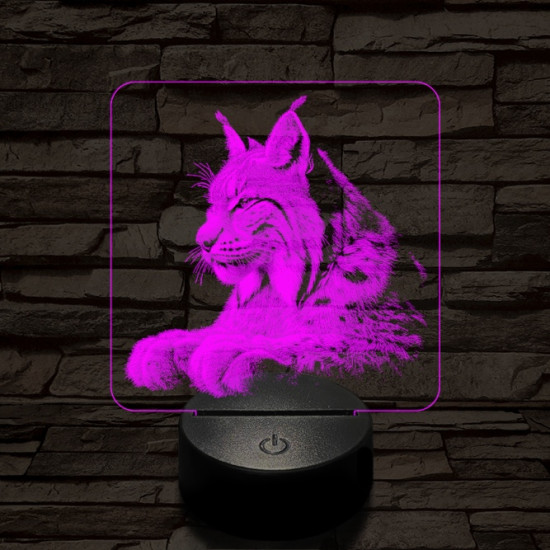 Hiúz portré 7 színű valósághű 3D led lámpa