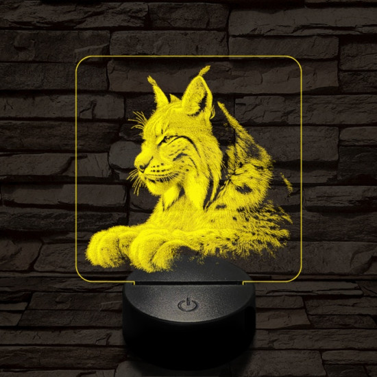 Hiúz portré 7 színű valósághű 3D led lámpa