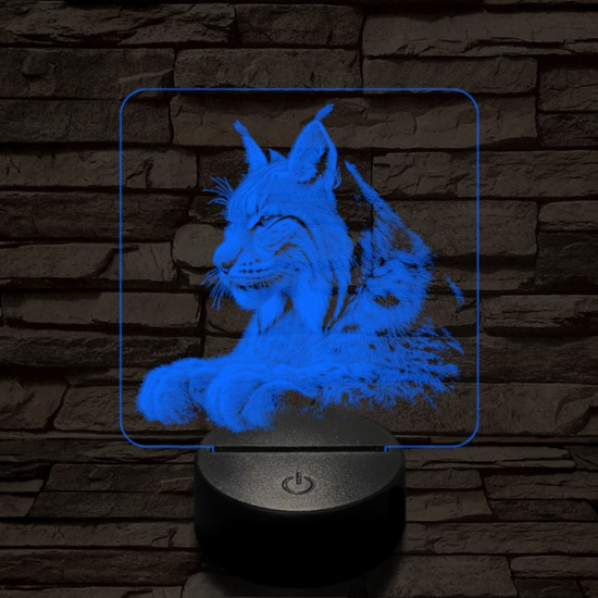 Hiúz portré 7 színű valósághű 3D led lámpa