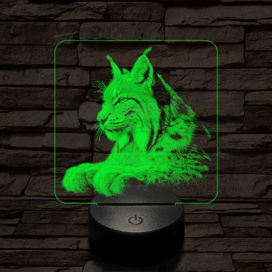 Hiúz portré 7 színű valósághű 3D led lámpa