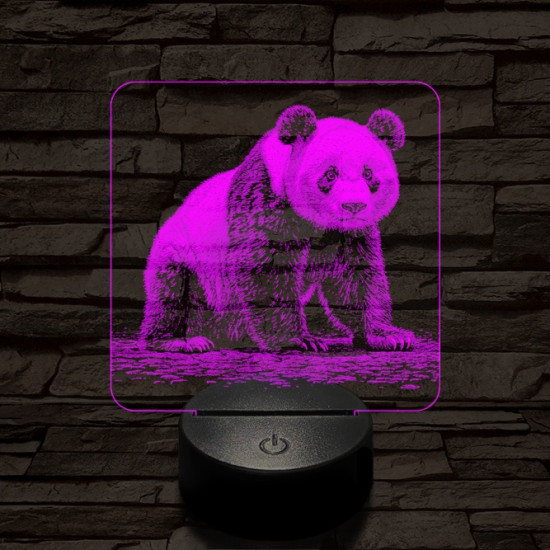 Bámészkodó panda 7 színű valósághű 3D led lámpa