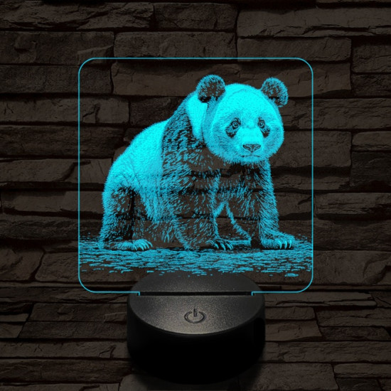 Bámészkodó panda 7 színű valósághű 3D led lámpa