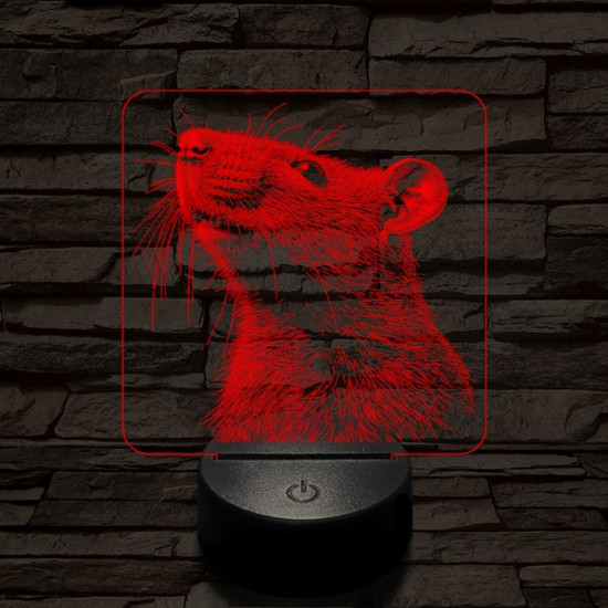 Szimatoló kisegér 7 színű valósághű 3D led lámpa
