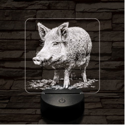 Settenkedő vaddisznó 7 színű valósághű 3D led lámpa