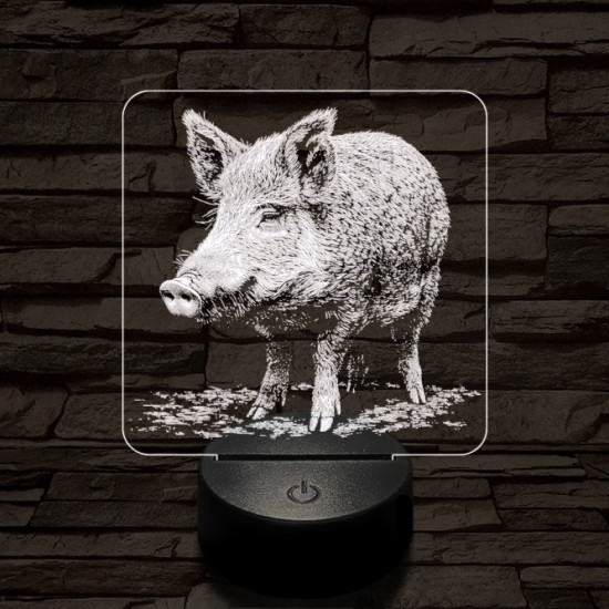 Settenkedő vaddisznó 7 színű valósághű 3D led lámpa