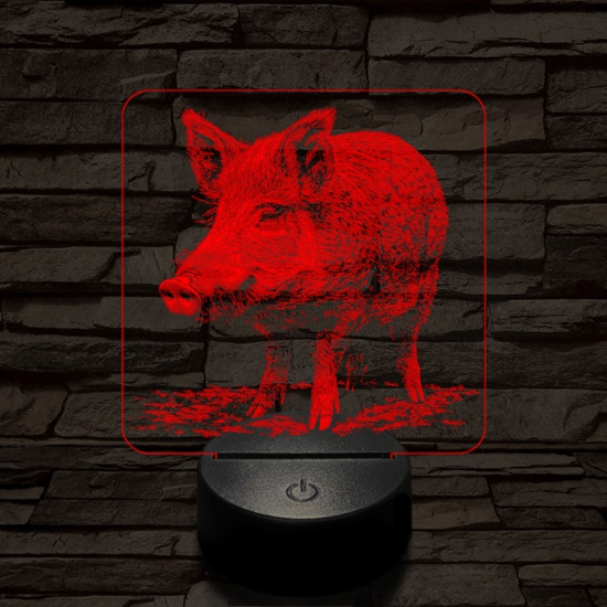 Settenkedő vaddisznó 7 színű valósághű 3D led lámpa