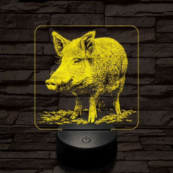 Settenkedő vaddisznó 7 színű valósághű 3D led lámpa