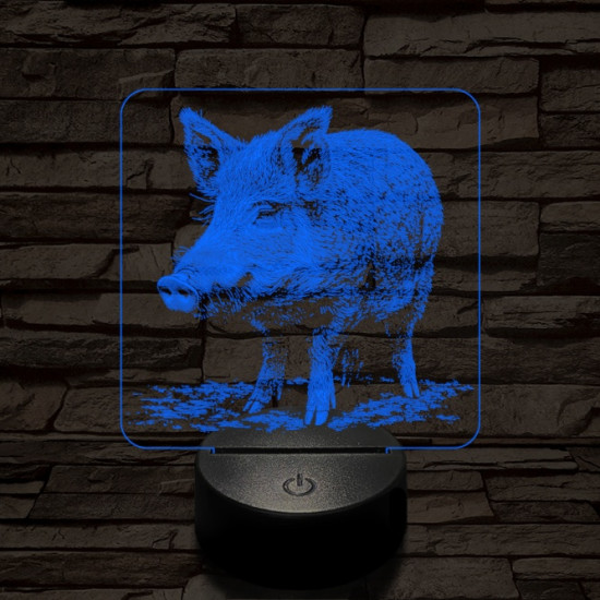 Settenkedő vaddisznó 7 színű valósághű 3D led lámpa