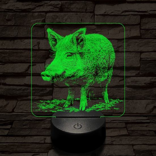 Settenkedő vaddisznó 7 színű valósághű 3D led lámpa