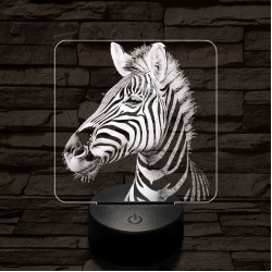 Bájos zebra 7 színű valósághű 3D led lámpa