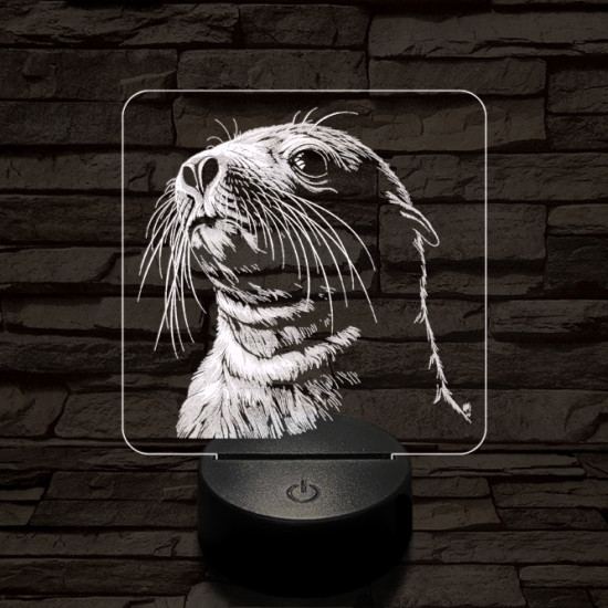 Jámbor fóka 7 színű valósághű 3D led lámpa