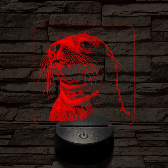 Jámbor fóka 7 színű valósághű 3D led lámpa