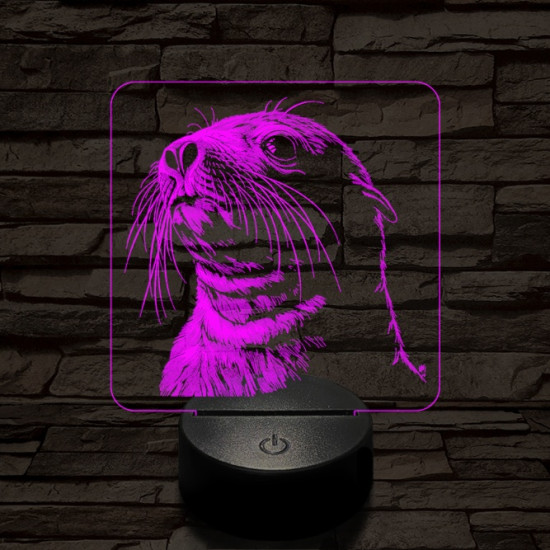 Jámbor fóka 7 színű valósághű 3D led lámpa