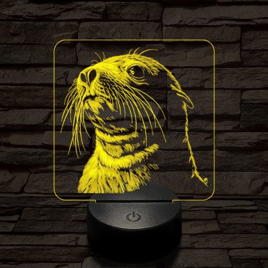 Jámbor fóka 7 színű valósághű 3D led lámpa
