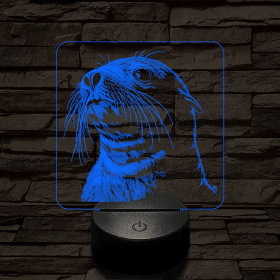 Jámbor fóka 7 színű valósághű 3D led lámpa