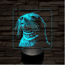 Jámbor fóka 7 színű valósághű 3D led lámpa
