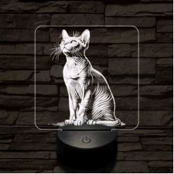 Szfinx macska 7 színű valósághű 3D led lámpa