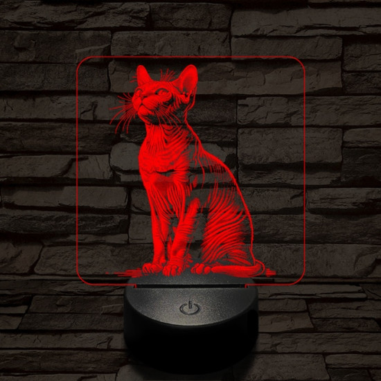 Szfinx macska 7 színű valósághű 3D led lámpa