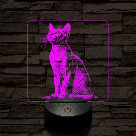 Szfinx macska 7 színű valósághű 3D led lámpa