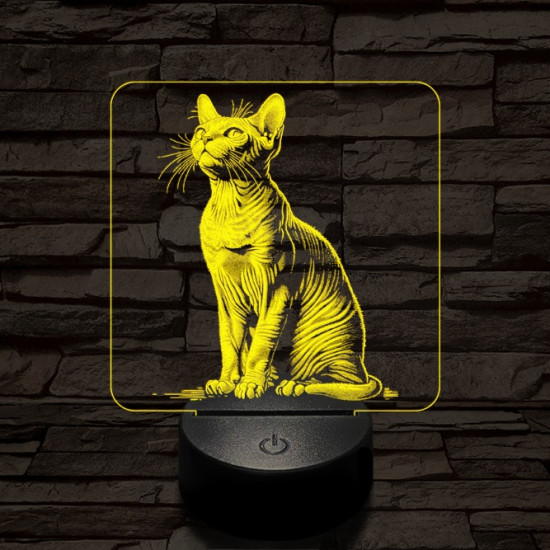 Szfinx macska 7 színű valósághű 3D led lámpa