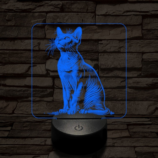 Szfinx macska 7 színű valósághű 3D led lámpa