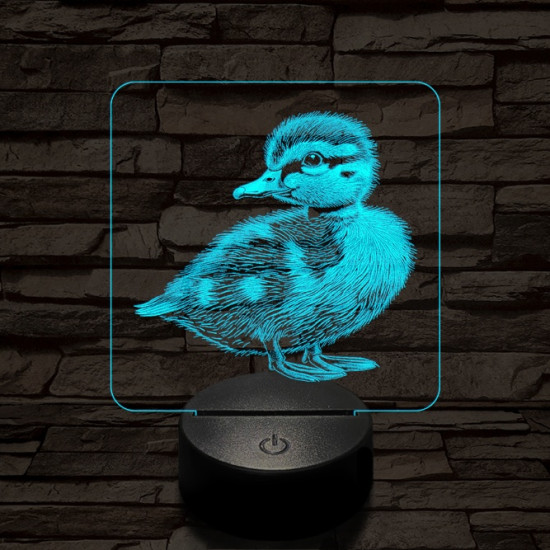 Kíváncsi kiskacsa 7 színű valósághű 3D led lámpa