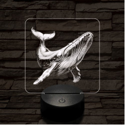 Hosszúszárnyú bálna 7 színű valósághű 3D led lámpa