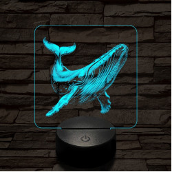 Hosszúszárnyú bálna 7 színű valósághű 3D led lámpa