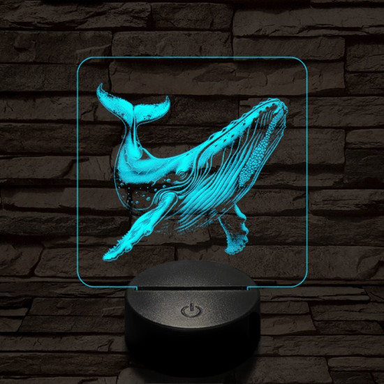 Hosszúszárnyú bálna 7 színű valósághű 3D led lámpa