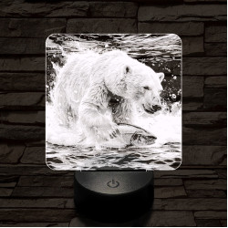 Halászó jegesmedve 7 színű valósághű 3D led lámpa