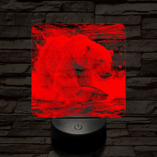 Halászó jegesmedve 7 színű valósághű 3D led lámpa