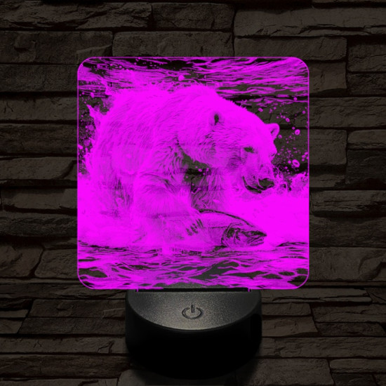 Halászó jegesmedve 7 színű valósághű 3D led lámpa