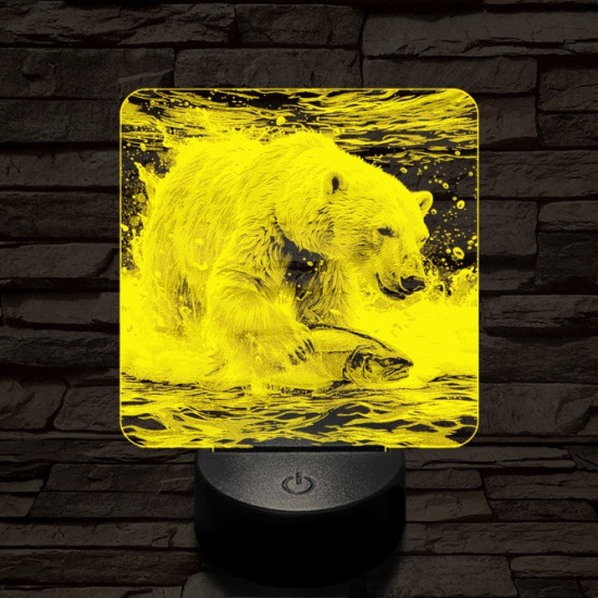 Halászó jegesmedve 7 színű valósághű 3D led lámpa