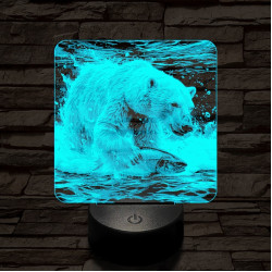 Halászó jegesmedve 7 színű valósághű 3D led lámpa
