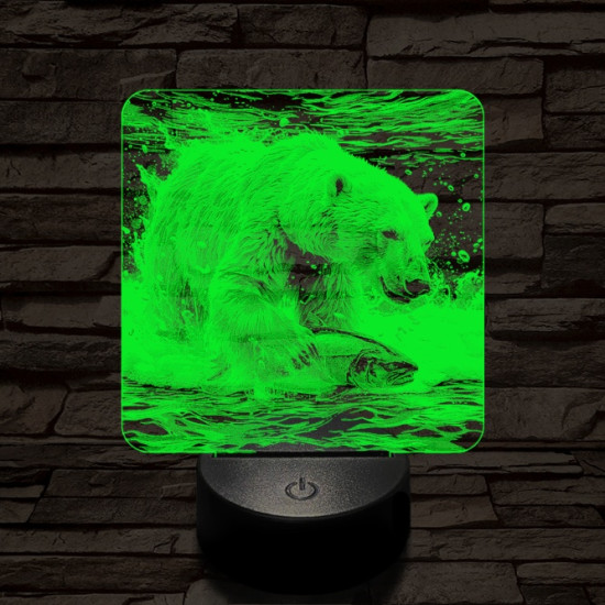 Halászó jegesmedve 7 színű valósághű 3D led lámpa