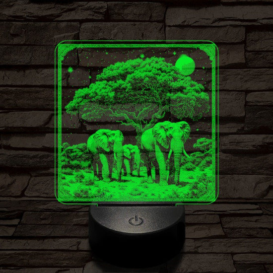 Elefántcsalád 7 színű valósághű 3D led lámpa