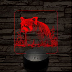 Vörös macskamedve 7 színű valósághű 3D led lámpa