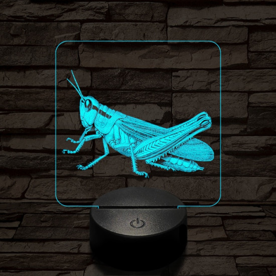 Szöcske 7 színű valósághű 3D led lámpa