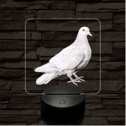 Galamb portré 7 színű valósághű 3D led lámpa