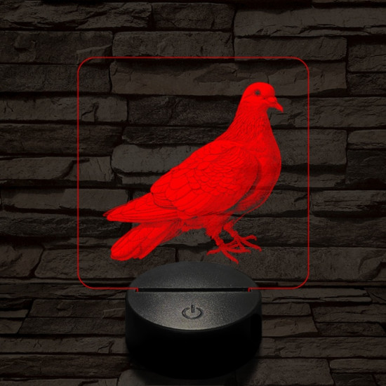 Galamb portré 7 színű valósághű 3D led lámpa