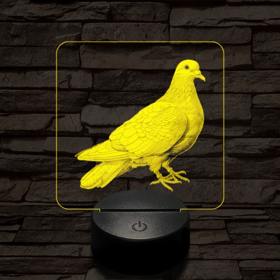 Galamb portré 7 színű valósághű 3D led lámpa