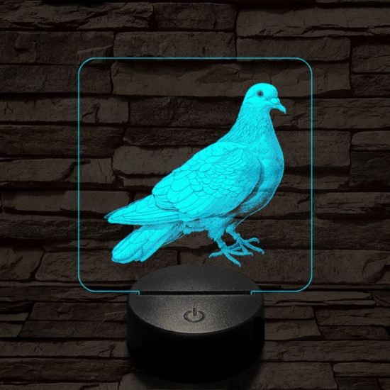 Galamb portré 7 színű valósághű 3D led lámpa