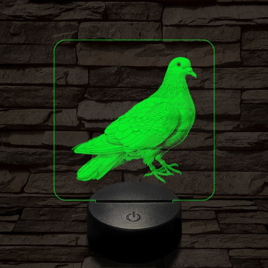 Galamb portré 7 színű valósághű 3D led lámpa