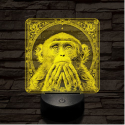 Töprengő majom 7 színű valósághű 3D led lámpa