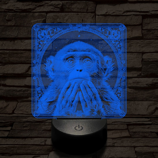 Töprengő majom 7 színű valósághű 3D led lámpa