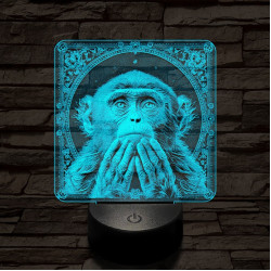 Töprengő majom 7 színű valósághű 3D led lámpa