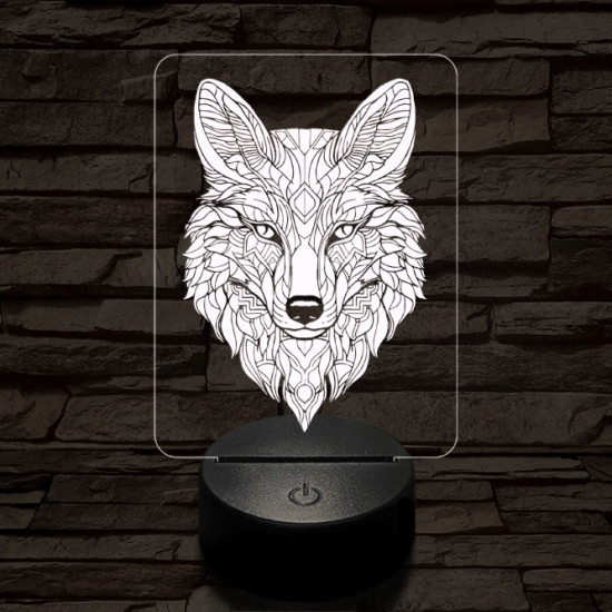 Misztikus róka 7 színű  3D led lámpa