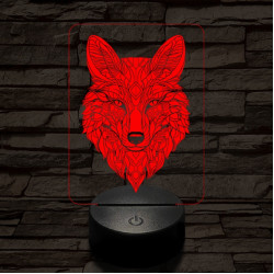 Misztikus róka 7 színű  3D led lámpa